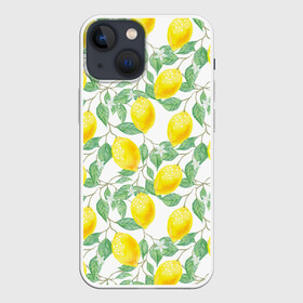 Чехол для iPhone 13 mini с принтом Лимоны 3d в Тюмени,  |  | 3d | background | branches | citrus | flowers | lemon | lemon tree | lemons | pattern | plant | tree | yellow | ветви | дерево | желтый | лимон | лимонное дерево | лимоны | листья | паттерн | растение | фон | цветы | цитрусы