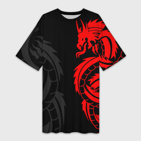 Платье-футболка 3D с принтом КРАСНЫЙ ДРАКОН ТАТУ  RED DRAGON TATTOO в Тюмени,  |  | anime | blood | dragon | japan | katana | knight | samurai | senpai | snake | sun | warior | аниме | воин | дракон | животные | змея | катана | красный дракон | кровавая | кровавый | кровь | луна | меч | мифология | сакура | самураи | самурай |