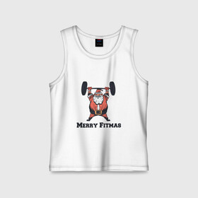 Детская майка хлопок с принтом Merry Fitmas в Тюмени,  |  | art | barbell | christmas | drawing | fitness | new year | santa | santa claus | sport | арт | новый год | рисунок | рождество | санта | санта клаус | спорт | фитнес | штанга