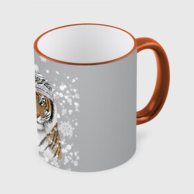 Кружка с полной запечаткой с принтом Снежный тигр в Тюмени, керамика | ёмкость 330 мл | 2022 | год тигра | зимний тигр | новогодний подарок | новый год | новый год 2020 | подарок на новый год | снег