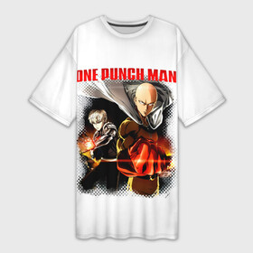 Платье-футболка 3D с принтом Сайтама и Генос One Punch Man в Тюмени,  |  | genos | genoсide | hagemanto | jenosu | one punch man | one punchman | onepunchman | oni saibogu | saitama | sensei | аниме | ван панч мен | ванпанчмен | генос | кибердемон | кибернетическое тело | лысый плащ | манга | сайтама | сильнейший человек