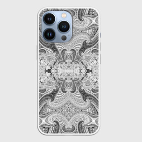 Чехол для iPhone 13 Pro с принтом Черно белый абстрактный узор. в Тюмени,  |  | abstraction | black | black and white | fractal | monochrome | pattern | white | абстрактный | абстракция | белый | монохромный | узор | фрактал | черно белый | черный