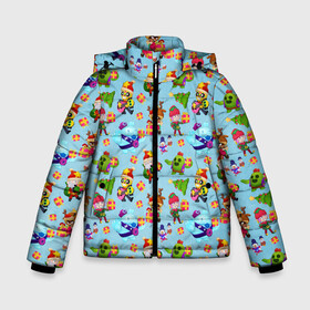 Зимняя куртка для мальчиков 3D с принтом Brawl Stars Christmas Pattern в Тюмени, ткань верха — 100% полиэстер; подклад — 100% полиэстер, утеплитель — 100% полиэстер | длина ниже бедра, удлиненная спинка, воротник стойка и отстегивающийся капюшон. Есть боковые карманы с листочкой на кнопках, утяжки по низу изделия и внутренний карман на молнии. 

Предусмотрены светоотражающий принт на спинке, радужный светоотражающий элемент на пуллере молнии и на резинке для утяжки | 2022 | brawl | brawl stars | brock | bull | colt | elprimo | jessie | leon | nita | shelly | stars | брок | булл | джесси | кольт | леон | новогоднее | новый год | рождество | шелли | эльпримо