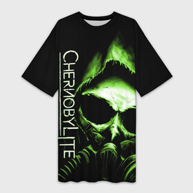 Платье-футболка 3D с принтом Chernobylite, Чёрный сталкер в Тюмени,  |  | chernobylite | зона отчуждения | игры | сталкер | чаэс | чернобылит | чернобыль