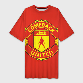 Платье-футболка 3D с принтом Камбек Юнайтед это Манчестер юнайтед в Тюмени,  |  | 7 | cristiano | manchester united | mu | ronaldo | криштиану рональдо | мю | футбол