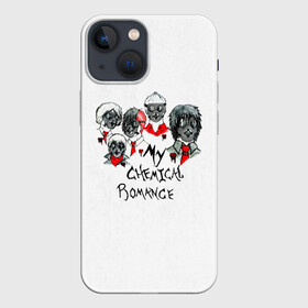 Чехол для iPhone 13 mini с принтом Группа My Chemical Romance в противогазах в Тюмени,  |  | Тематика изображения на принте: death spells | electric century | gerard way | leathermouth | mcr | my chemical romance | pencey prep | альтернативный | джерард уэй | май кемикал романс | майки уэй | мкр | мой химический роман | мср | мхр | мцр | панк | поп | поппанк | рок