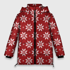 Женская зимняя куртка Oversize с принтом Снежный орнамент в Тюмени, верх — 100% полиэстер; подкладка — 100% полиэстер; утеплитель — 100% полиэстер | длина ниже бедра, силуэт Оверсайз. Есть воротник-стойка, отстегивающийся капюшон и ветрозащитная планка. 

Боковые карманы с листочкой на кнопках и внутренний карман на молнии | орнамент | праздник | снег | снежинки | узор