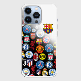 Чехол для iPhone 13 Pro с принтом FC BARCELONA LOGOBOMBING в Тюмени,  |  | barca | barcelona | fc barca | барка | барселона