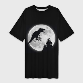 Платье-футболка 3D с принтом T REX НА ЛУНЕ в Тюмени,  |  | bicycle | bike | fly | moon | rex | trex | tyrannosaur | бикукле | динозаврик | животные | летающий динозавр | луна | на велосипеде на фоне луны | ночной пейзаж | палеонтология | пародия | полёт | прикол | т рекс