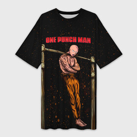 Платье-футболка 3D с принтом One Punch Man Сайтама турникимэн в Тюмени,  |  | hagemanto | one punch man | one punchman | onepunchman | saitama | sensei | аниме | ван панч мен | ванпанчмен | лысый плащ | манга | сайтама | сильнейший человек | учитель | человек одинудар | человек одного удара