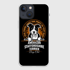 Чехол для iPhone 13 mini с принтом Американский Стаффордширский Терьер в Тюмени,  |  | amstaff | boxer | bull terrier | fighting dog | pit bull terrier | terrier | амстафф | бойцовская собака | бойцовский пес | боксер | бультерьер | волкодав | друг ч | кинолог | пес | питбультерьер | собака