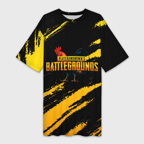Платье-футболка 3D с принтом Playerunknown s Battlegrounds: Петух. в Тюмени,  |  | battle royal | playerunknowns battlegrounds | pubg | пабг | пубг