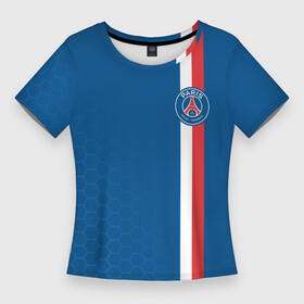 Женская футболка 3D Slim с принтом PSG SPORT STRIPES UNIFORM в Тюмени,  |  | paris saint germain | psg | saint | sport | париж | псг | псж | спорт | футбол