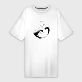 Платье-футболка хлопок с принтом ИНЬ ЯНЬ КОТИКИ, ЧЁРНО БЕЛОЕ в Тюмени,  |  | Тематика изображения на принте: anime | cat | cats | kitten | love | philosophy | yang | yin | yoga | аниме | инь | йога | кот | котенок | котик | котики | коты | любовь | противоположность | сердце | философия | ян
