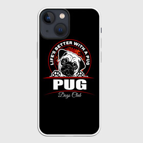 Чехол для iPhone 13 mini с принтом Мопс (Pug) в Тюмени,  |  | bulldog | pug | pug dog | pug puppies | бульдог | год собаки | друг человека | дружные мопсы | дядя мопс | животное | зверь | кинолог | мопс | пёс | порода собак | собака боксёр | собака мопс | собаковод | четвероногий