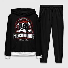 Женский костюм 3D (с толстовкой) с принтом Французский Бульдог (French Bulldog) в Тюмени,  |  | animal | bulldog | dog | french bulldog | french bulldog p | pit bull | бойцовская собака | бульдог | год собаки | друг человека | животное | зверь | кинолог | пёс | питбуль | собака французский бульдог | собаковод