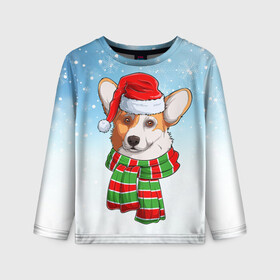 Детский лонгслив 3D с принтом Новогодний Корги   New Years Corgi в Тюмени, 100% полиэстер | длинные рукава, круглый вырез горловины, полуприлегающий силуэт
 | christmas | corgi | dog | santa | дед мороз | елка | зима | корги | новый год | рождество | санта | снег | снегурочка | снежинка | собака | собачка | щенок