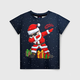 Детская футболка 3D с принтом SANTA DABBING в Тюмени, 100% гипоаллергенный полиэфир | прямой крой, круглый вырез горловины, длина до линии бедер, чуть спущенное плечо, ткань немного тянется | christmas | dab | dabbing | santa | дед мороз | елка | зима | новый год | подарок | рождество | санта | снег | снегурочка | снежинка