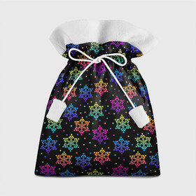 Подарочный 3D мешок с принтом Неоновые снежинки   Neon  snowflakes в Тюмени, 100% полиэстер | Размер: 29*39 см | Тематика изображения на принте: christmas | neon | зима | неон | новый год | рождество | снег | снежинка