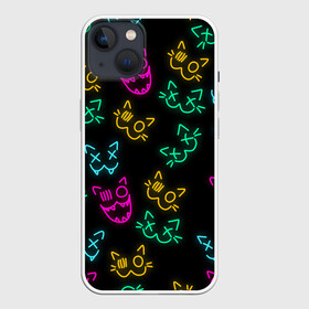 Чехол для iPhone 13 с принтом НЕОНОВЫЕ КОТИКИ   NEON FACES CATS в Тюмени,  |  | animals | cats | color cats | kitty | neon cats | neon kitty | животные | звери | коты | кошки | неон | неон котики | неоновые коты | радужные коты