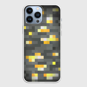 Чехол для iPhone 13 Pro Max с принтом ЗОЛОТАЯ РУДА | GOLD ORE | MINECRAFT в Тюмени,  |  | block | box | dirt | gold | golden | minecraft | ore | pixels | texture | биом | блок | земля | золотая | золото | майнкрафт | пиксели | пиксельный | руда | текстура