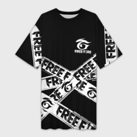 Платье-футболка 3D с принтом GARENA FREE FIRE OFF CYBER LINE STYLE в Тюмени,  |  | free fire | freefire | garena | garena free fire | гарена | гарена фри фаер | фри фаер | фрифаер