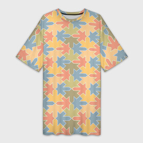 Платье-футболка 3D с принтом Мозайка из Листьев в Тюмени,  |  | абстракция | листья | мазайка | повторение | повторяющиеся листья