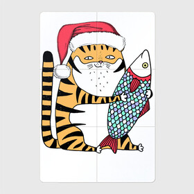 Магнитный плакат 2Х3 с принтом Тигр с большой рыбой в Тюмени, Полимерный материал с магнитным слоем | 6 деталей размером 9*9 см | 2022 | год тигра | новый год | новый год 2022 | символ года | тигр | тигренок | тигрица | тигры