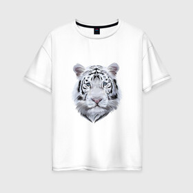 Женская футболка хлопок Oversize с принтом Бенгальский белый тигр в Тюмени, 100% хлопок | свободный крой, круглый ворот, спущенный рукав, длина до линии бедер
 | 2022 | 2022 тигр | белый тигр | бенгальский | бенгальский тигр | бенгальского тигра | восточный тигр | китай | китайский тигр | новый год | тигр | тигр 2022 | тигр китайский | тигра