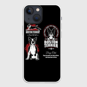 Чехол для iPhone 13 mini с принтом Бостон Терьер (Boston Terrier) в Тюмени,  |  | Тематика изображения на принте: a | boston terrier | bull terrier | bulldog | dog | terrier | бостон терьер | бостонский терьер | бульдог | бультерьер | год собаки | друг человека | животное | зверь | ищейка | кинолог | кость | пёс | собака бостон терьер