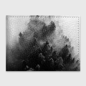 Обложка для студенческого билета с принтом МРАЧНЫЙ ЛЕС | FOREST в Тюмени, натуральная кожа | Размер: 11*8 см; Печать на всей внешней стороне | forest | деревья | дым | лес | мрачный лес | природа | туман