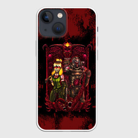 Чехол для iPhone 13 mini с принтом DOOMGIRL | DOOMGAY | BLOOD в Тюмени,  |  | Тематика изображения на принте: blood | demons | devil | doom | doom eternal | doom girl | doom slayer | doomgirl | doomguy | hell | ад | демон | демоны | дум | дум гай | дум герл | думгай | кровь | много крови | солдат рока