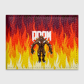 Обложка для студенческого билета с принтом DOOM IMP | FIRE AND MONSTER в Тюмени, натуральная кожа | Размер: 11*8 см; Печать на всей внешней стороне | demons | devil | doom | doom eternal | doom slayer | fire | hell | imp | ад | демон | демоны | дум | имп | огонь | фаер