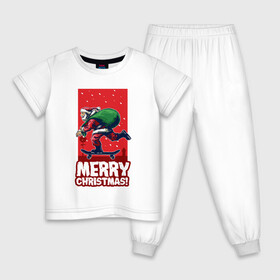 Детская пижама хлопок с принтом Santa on a skateboard в Тюмени, 100% хлопок |  брюки и футболка прямого кроя, без карманов, на брюках мягкая резинка на поясе и по низу штанин
 | Тематика изображения на принте: art | christmas | holiday | new year | santa | santa claus | skate | skateboard | арт | новый год | праздник | рождество | санта | санта клаус | скейт | скейтборд
