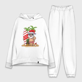 Женский костюм хлопок Oversize с принтом Santa on Vibe в Тюмени,  |  | art | beach | christmas | new year | palm trees | pineapple | sand | santa | santa claus | surfing | vibe | ананас | арт | вайб | новый год | пальмы | песок | пляж | рождество | санта | санта клаус | серфинг