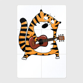 Магнитный плакат 2Х3 с принтом Тигр играет на гитаре в Тюмени, Полимерный материал с магнитным слоем | 6 деталей размером 9*9 см | Тематика изображения на принте: 2022 | год тигра | новый год | новый год 2022 | символ года | тигр | тигренок | тигрица | тигры
