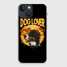 Чехол для iPhone 13 mini с принтом Любитель Собак (Dog Lover) в Тюмени,  |  | anim | bernese mountain dog | bernese sheepdog | dog | бернская овчарка | бернский зенненхунд | год собаки | друг человека | животное | зверь | кинолог | овчарка | пастушья собака | пёс | порода собак
