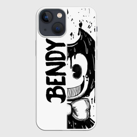 Чехол для iPhone 13 mini с принтом BENDY   БЕНДИ БРЫЗГИ КРАСКИ в Тюмени,  |  | bendy | bendy and the ink machine | tegunvteg | бенди | бени | бенни | брызги | бэнди | детская | детям | игра | компьютерная игра | краска | машина | ужастик | чернила | чернильная