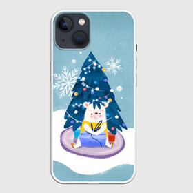 Чехол для iPhone 13 с принтом Медвежонок под новогодней елкой в Тюмени,  |  | 2022 | christmas | new year | животные | звери | зверюшки | зима | кавай | медведь | медвежонок | милота | милый | мишка | нг | новогодний | новый год | рождество | снег