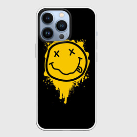Чехол для iPhone 13 Pro с принтом NIRVANA LOGO SMILE, БРЫЗГИ КРАСОК в Тюмени,  |  | band | cobain | face | kurt | logo | music | nirvana | rock | rocknroll | группа | кобейн | курт | лого | логотип | музыка | музыкальная | нирвана | рожица | рок | рокнролл | символ