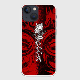 Чехол для iPhone 13 mini с принтом TOKYO REVENGERS BLACK RED DRAGON в Тюмени,  |  | Тематика изображения на принте: anime | draken | mikey | tokyorevengers | walhalla | аниме | вальгала | дракен | иероглифы | кэн | манга | мандзиро | микки | рюгудзи | сано | символы | токийские мстители