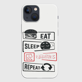 Чехол для iPhone 13 mini с принтом Roblox repeat в Тюмени,  |  | Тематика изображения на принте: eat | game | repeat | roblox | sleep