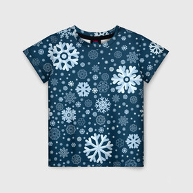 Детская футболка 3D с принтом Новогодние снежинки, новый год в Тюмени, 100% гипоаллергенный полиэфир | прямой крой, круглый вырез горловины, длина до линии бедер, чуть спущенное плечо, ткань немного тянется | Тематика изображения на принте: 2021 | 2022 | christmas | merry | merry christmas | new year | snow | sweater | ugly christmas | winter | year of the tiger | год тигра | зима | новогодний | новогодняя | новый год | рождественский | рождественский свитер | рождество | свитер | 