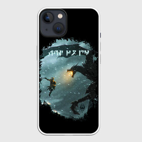 Чехол для iPhone 13 с принтом TES SKYRIM FIGHT DRAGON в Тюмени,  |  | dovahkiin | dragon | dragonborn | fus ro dah | oblivion | rpg | skyrim | tes | tes 5 | tes skyrim | tes v | the elder scrolls | the elder scrolls skyrim | we know | докавин | дракон | мы знаем | обливион | рпг | скайрим | фус ро дах