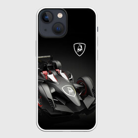 Чехол для iPhone 13 mini с принтом Lamborghini F1 в Тюмени,  |  | Тематика изображения на принте: bolid | car | f1 | lamborghini | motorsport | power | prestige | автомобиль | болид | италия | ламборгини | мощь | престиж