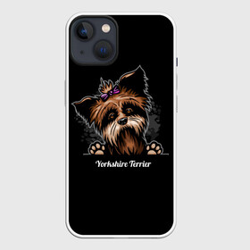 Чехол для iPhone 13 с принтом Собачка Йоркширский Терьер в Тюмени,  |  | york | yorkshire terrier | год | друг человека | животное | зверь | йорк | йоркширский терьер | карманная собака | кость | мальтезе | мальтийская болонка | манчестер терьер | мини собачка | пёс | скайтерьер