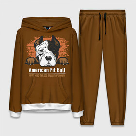Женский костюм 3D (с толстовкой) с принтом Американский Питбультерьер (Pit Bull Terrier) в Тюмени,  |  | american pit bull terrier | boxer | bulldog | fighting dog | pit bull | американский питбультерьер | бойцовская собака | бойцовский пес | боксер | бульдог | волкодав | друг человека | кинолог | пес | питбуль | питбультерьер