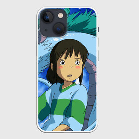 Чехол для iPhone 13 mini с принтом Spirited awаy в Тюмени,  |  | anime | chihiro ogino | dragon | ghibli | girl | haku | sen | spirit of the kohaku river | spirited away | аниме | девочка | дзибли | дракон | дух реки | сэн | тихиро | хаку