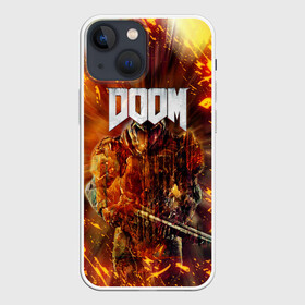 Чехол для iPhone 13 mini с принтом DOOMGAY GRUNGE FIRE в Тюмени,  |  | doom | doom eternal | doom slayer | doomguy | slayer | дум | дум гай | думгай | солдат рока