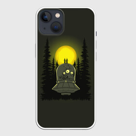Чехол для iPhone 13 с принтом Шокированный пришелец в лесу в Тюмени,  |  | лес | летающая тарелка | нло | ночь | пришелец | фантастика
